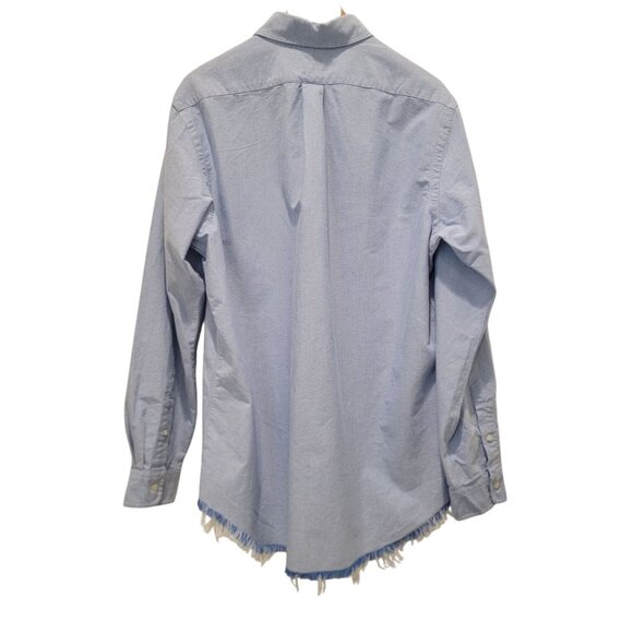 NWT Ralph Lauren Blue Classic Oxford Button-Down Shirt w/ Fringe Raw Hem Men's L - Picture 2 of 9